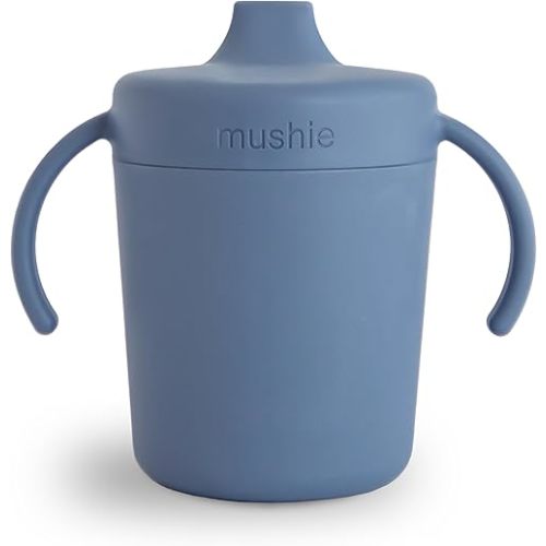 mushie Trainer Sippy Cup | Made in Denmark | Leak Resistant Twist-Off Lid & Handles | 6 Months + (Twilight Blue)