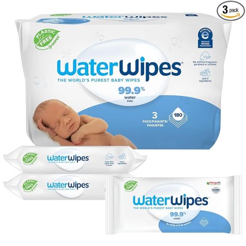 WaterWipes Sensitive+ Newborn & Baby Wipes, 3-In-1 Cleans, Cares, Protects, 99.9% Water, Unscented & Hypoallergenic, 180 Count (3 Packs)