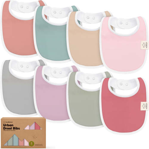 8-Pack Urban Drool Bibs - Muted Pastel / One Size