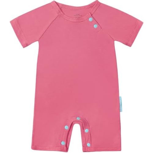 SuperSoft Short Sleeve Baby Romper, Unisex Bamboo Viscose One-piece Summer Pajamas, Boy Girl Footless Jumpsuit Snap Closure