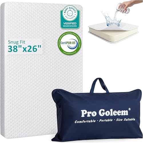 Pro Goleem Waterproof Pack and Play Mattress 38"x26" for Babies White