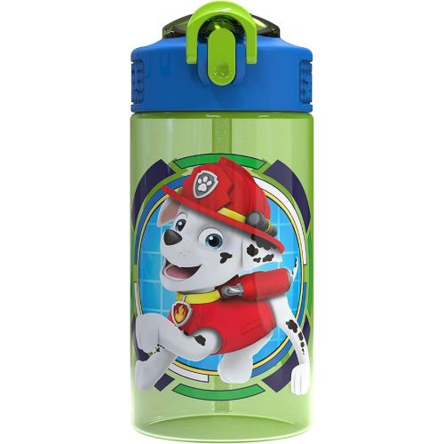 Zak Designs Paw Patrol Kids Spout Cover and Built-in Carrying Loop Made of Plastic, Leak-Proof Water Bottle Design (Rocky, Rubble & Chase, 16 oz, BPA-Free)
