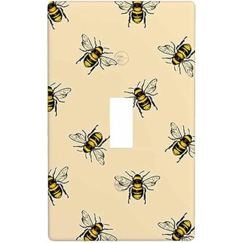 Bee Single Toggle Covers Honey Bee Hardworking Yellow 1 Gang Wall Plate Decoration Light Switch Covers Bathroom Home Kitchen
