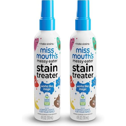 Miss Mouth's Messy Eater Stain Treater Spray - 4oz 2 Pack Stain Remover - Newborn & Baby Essentials - No Dry Cleaning Food, Grease, Coffee Off Laundry, Underwear, Fabric