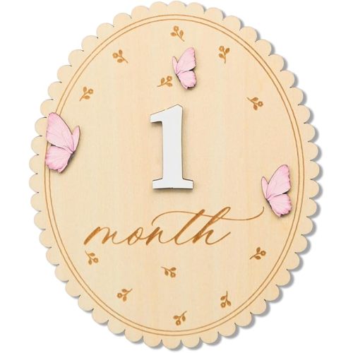 Baby Girl Monthly Milestone Signs, 1-12 Monthly Baby Milestone Girl, Newborn Photography Props Double-Sided, Nursery Decor for Girls (M03)