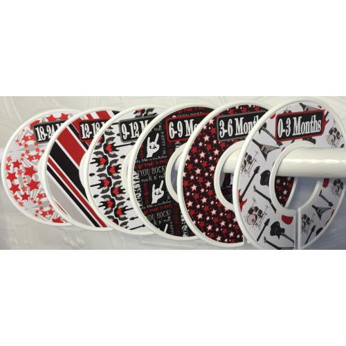 6  Baby Closet Clothes Dividers Rock n Roll Rock Star Guitars Red Black Grey CD760 Baby Boy Infant Baby Shower Nursery Gift