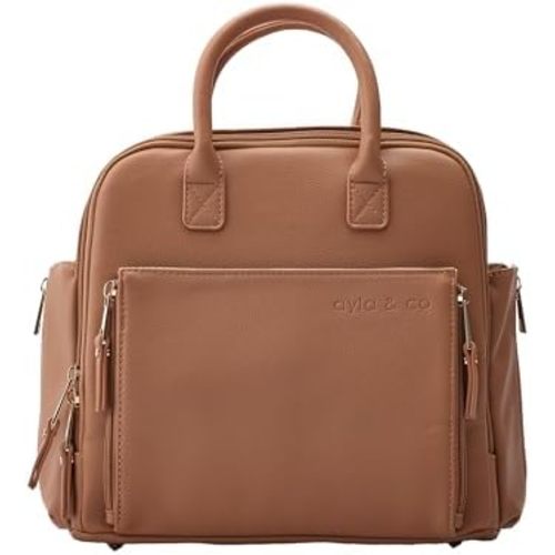 Ayla & Co Mini Bag, Transitional Minimal Diaper Bag, Vegan Leather, with Expandable Pockets, Built-In Wallet, Organizer