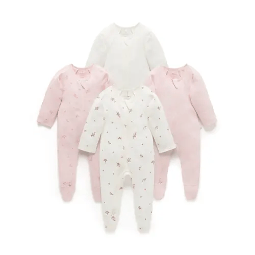 Purebaby Blossom 4 Pack Zip Growsuit | Perth | Babyroad