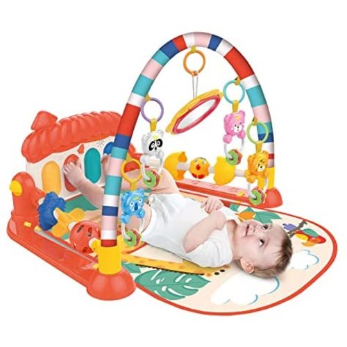 GLÜCK Baby Gym Play Mats|Kick & Play Piano Gym Tummy Time Padded Mat|Musical Activity Center Toys Gift for Newborn Toddler Infants Boys and Girls Aged 0 to 12 Months(Red)