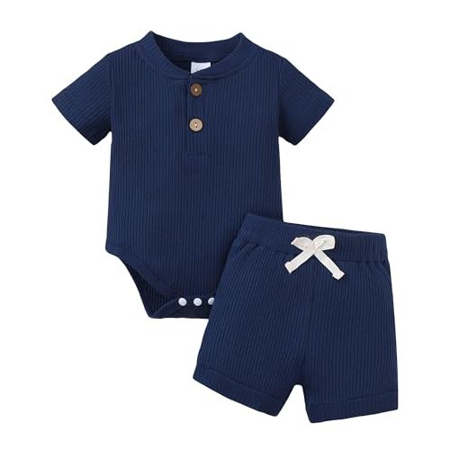 Jecson Newborn Boy Clothes Baby Boy Outfits Set Baby Boy Summer Clothes Soft Cotton Short Sleeve Top and Shorts for 0-18M
