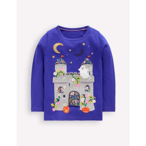 Long Sleeve LTF T-shirt-Sapphire Blue Haunted House