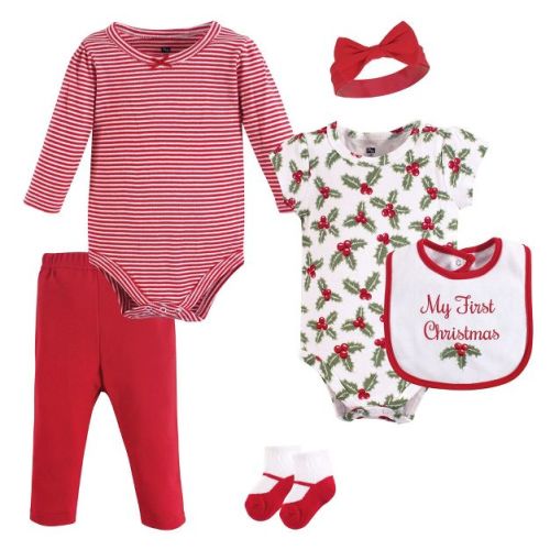 Hudson Baby Infant Girl Cotton Layette Set, Holly, 0-3 Months