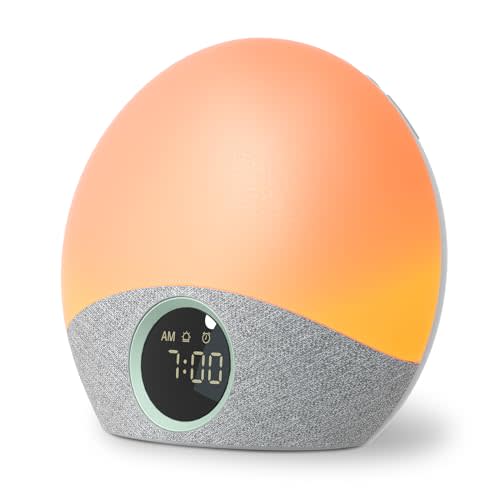 Momcozy Wake Up Light Baby Sound Machine, Adult White Noise Machine with Dimmable Night Light, 30 Soothing Sleep Sounds 7 Colors, Alarm Clock for Heavy Sleepers, Bedroom