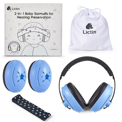 Lictin 2-in-1 Baby Earmuffs Noise Protection, Infant Noise Cancelling Headphones, Adjustable Baby Ear Protection, Star Noise Reduction Earmuffs for Babies and Toddlers up to 4 Years