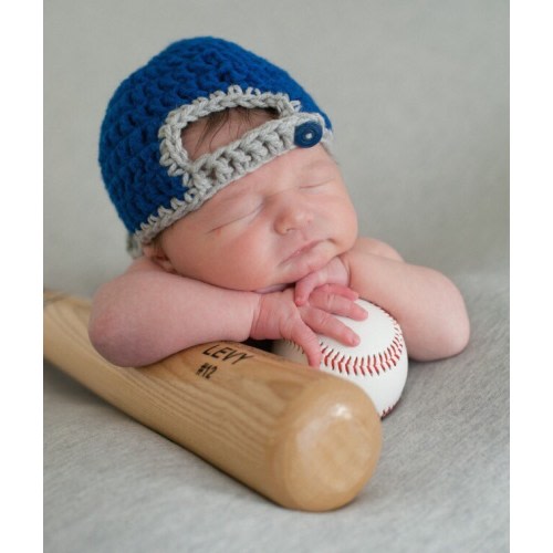 Backward Baseball Cap Hat with Visor Crochet Newborn Photo Prop