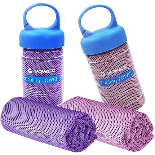 YQXCC 2 Pack Cooling Towel (47"x12") Ice Towel for Neck, Soft Breathable Chilly Towel, Microfiber Cool Towel for Yoga, Golf, Gym, Camping, Running, Workout & More Activities