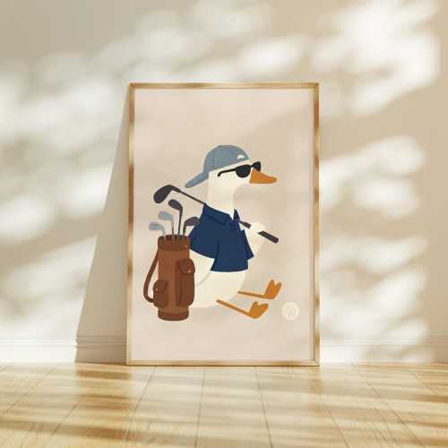 Silly Goose Golf Print, Sports Silly Goose Wall Art, Boy Nursery Decor, Silly Goose, Golf  Lover Art