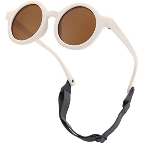 COASION Baby Polarized Round Sunglasses Flexible Rubber Shades with Strap for Toddler Newborn Infant Ages 0-24 Months