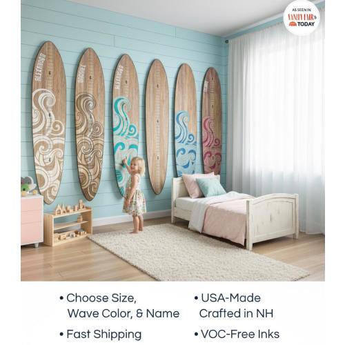 Name Surfboard GROWTH CHART-Ocean Nursery Nautical Nursery Decor,Beach Baby,Decorative Surf Board Room Decor,Height Chart,Kids Coastal Decor