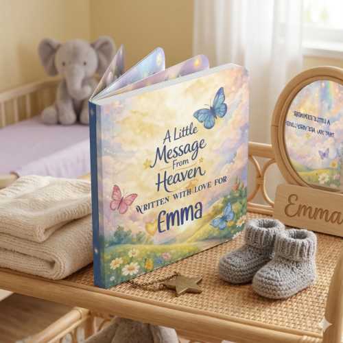 A Little Message From Heaven Personalized Board Book, Memorial Children's Keepsake Book, Bereavement Gift for Child, Butterfly Memory Book