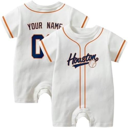 KREDE Baby Clothes Unisex White Bodysuit Rompers Custom Name Number for Baby Boys