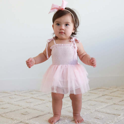 Smocked Tutu Bodysuit | Blush