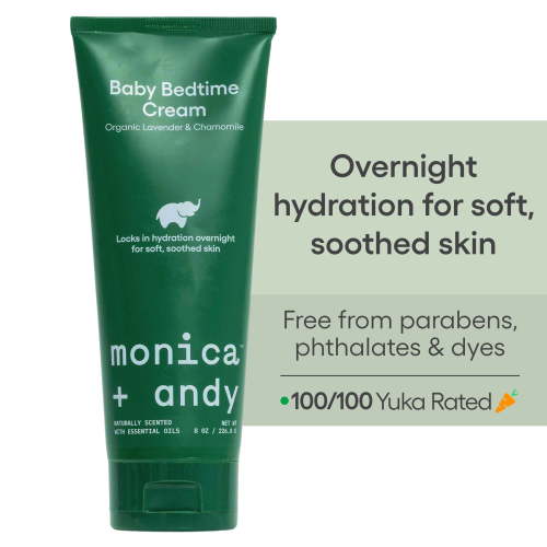 Monica + Andy Baby Bedtime Cream, Nighttime Moisturizer for Sensitive Infant Skin, Lavender & Chamomile, 8 oz