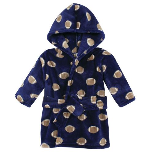 Hudson Baby Infant Boy Plush Animal Face Bathrobe, Football, 0-9 Months
