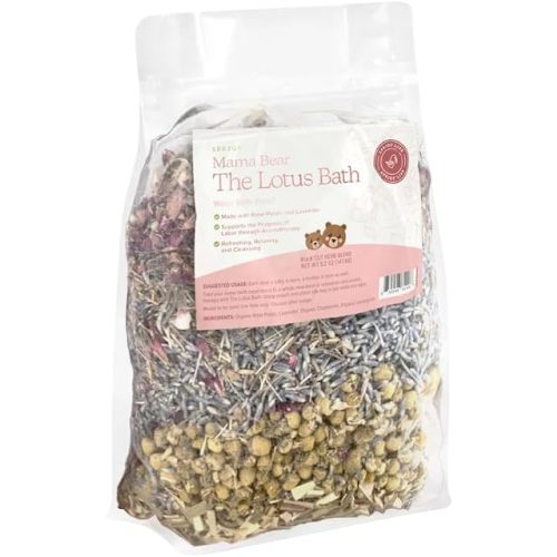 SPRIGS The Lotus Bath, 5.2 Oz | Herbal Water Birth Blend | Bathtub Additive with Soothing Natural Ingredients - Organic Rose, Chamomile, Lemongrass & Lavender | Relaxing Labor & Delivery Aromatherapy