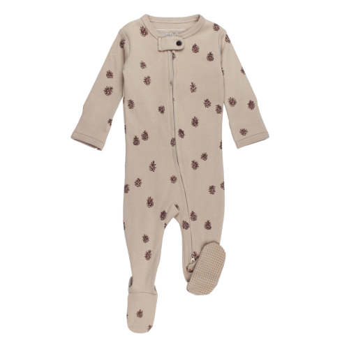 Oatmeal Pinecone | Organic Zipper Footie L'ovedbaby | Preemie-NB