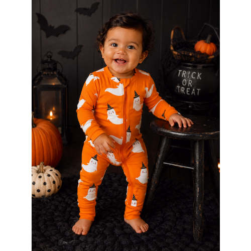 2-Way Convertible Zip Romper, Orange Ghost – SpearmintLOVE