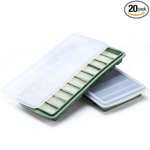 Eaasty 2 Pieces Breastmilk Storage Container Baby Food Milk Silicone Freezer Trays with Lid Breastmilk Freezer Tray Organizer Ice Trays Silicone Storage Bag Tray 10-1 oz Bars(Green)