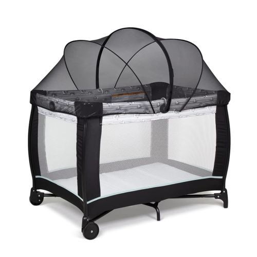 Beberoad Love Portable Playard Tent Cover – Breathable Mosquito Net with 2-Way Zipper for Travel Cribs & Playpens (Black)