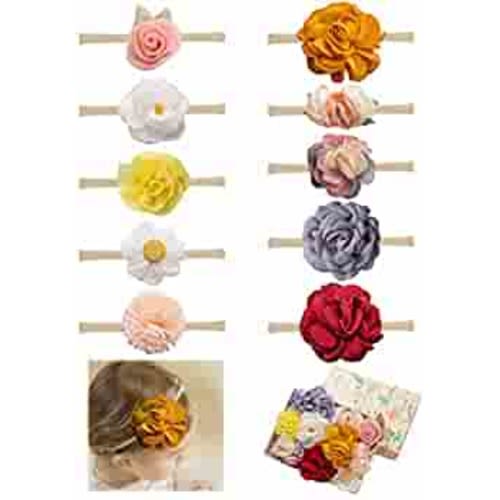 Baby Girl Headbands with Bows Flowers,Soft Nylon Hair Accessories for Newborn Infant Toddler Hairbands Gifts by Fancy Clouds