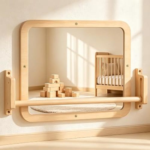 Montessori Mirror with Bar for Standing Practice, Early Development Toy