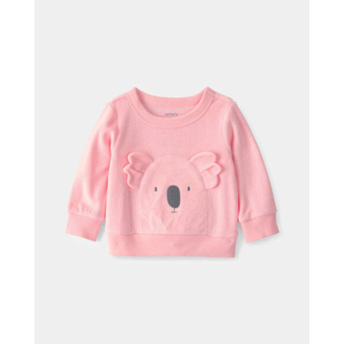 Baby Girl Koala Terry Pullover Sweatshirt - Pink | Carter's