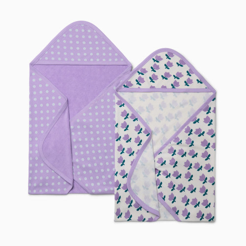 Small Story Organic Towels (2 Pack) - Purple Flowers, 0-24