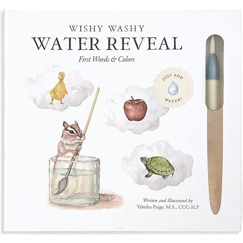 Wishy Washy (Water Reveal Edition): A Reusable Water Reveal Activity Book Teaching First Words and Colors (Tabitha Paige Children's Book Series) Spiral-bound – December 9, 2025