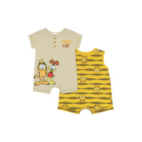 Garfield Baby Boys’ Cotton Romper with Short Sleeves, 2-Pack, Sizes 0/3M-24M