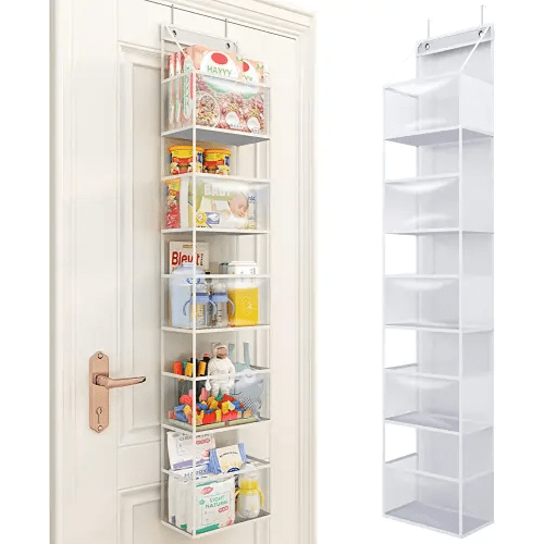 Fixwal 5-Shelf Over The Door Hanging Pantry Organizer, Room Organizer with Clear Plastic Pockets, 25lb Ultra Sturdy & Large Capacity Door Organizer for Closet, Bedroom, Nursery, Bathroom and Sundries