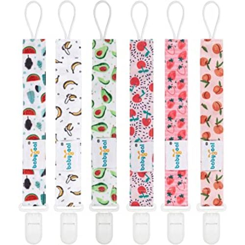 Babygoal Pacifier Clips, 6 Pack Pacifier Holder for Boys and Girls Fits Most Pacifier Styles & Baby Teething Toys and Baby Gift 6PS28-B