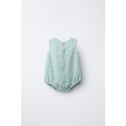 GINGHAM ROMPER - Sea green | ZARA United States