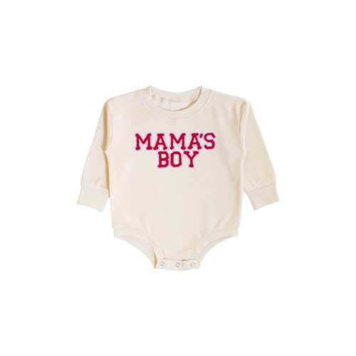 Mama's Boy Patch Long Sleeve Romper