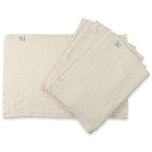 OsoCozy Organic Muslin Flat Cloth Diapers - Made of Ecologically Friendly, Soft, Absorbent, Double Layered 100% Organic Cotton. 6 Pack. Newborn Fits 6-12 Pounds.