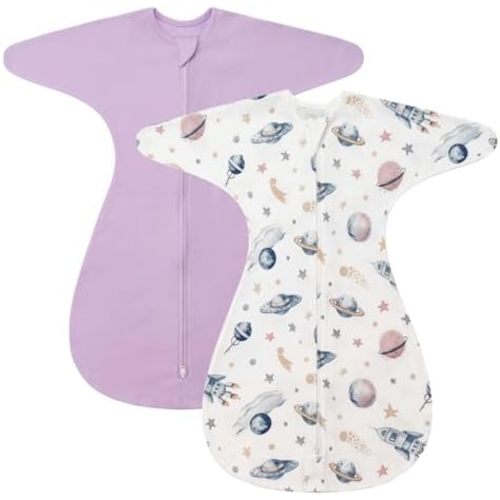 ZIGJOY Shark-Fin Transition Swaddle - 1.0 Tog Baby Sleep Sack Soft Cotton Transitional Swaddle Baby Wearable Blanket