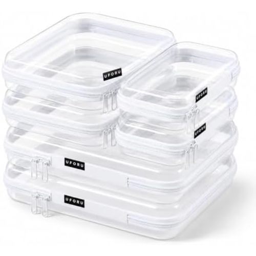 UFORU 6 PCS Clear Hard Shell Zipper Case, Diaper Bag Organizer Pouches
