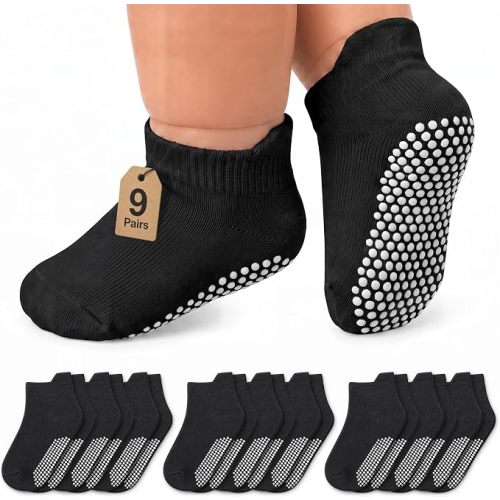 Infinno Baby Non Slip Ankle Socks 9 Pairs - Toddler Socks with Grips for Kids, Infants Boys