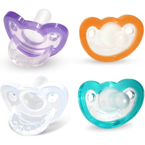 RaZbaby Jollypop Pacifier for Babies 3 Months and Up, USA Made, Natural Shaped Orthodontic Binky, Lovingly Shared in NICUs & Hospitals Worldwide, Medical-Grade 100% BPA-Free, 0-3m (Variety, 4 Count)