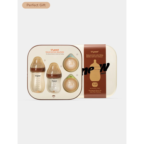 Thyseed Anti-Colic Glass Baby Bottle 0-6M Foundation Set
