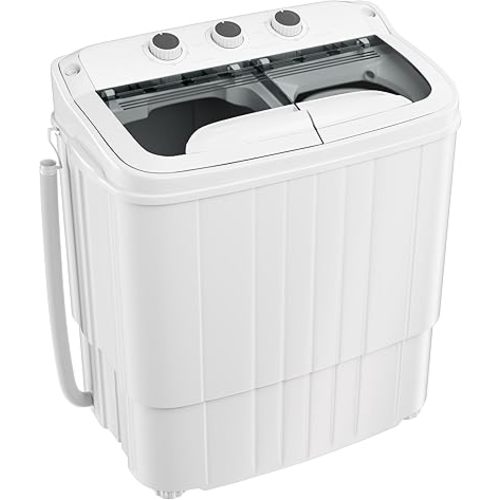 Pataku Portable Washing Machine, 17.6 Lbs Compact Mini Washer and Dryer Combo,Twin Tub Laundry Washer with Spin Cycle, Soaking Function Ideal for Apartment, Dorms, RVs Camping, Grey